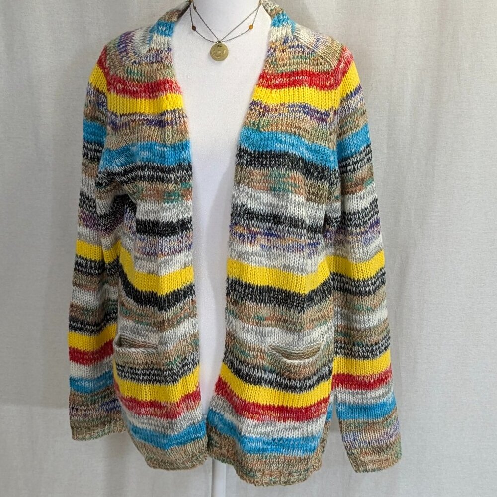 Misslook Size Medium Striped Open Cardigan